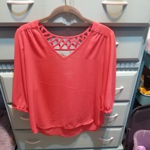 BCX  womens medium coral top